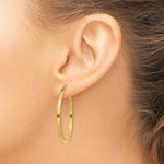 Load image into Gallery viewer, 14K Yellow Gold 2mm Square Tube Hoop Earrings  35mm length
