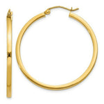 Load image into Gallery viewer, 14K Yellow Gold 2mm Square Tube Hoop Earrings  35mm length
