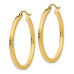 Load image into Gallery viewer, 14K Yellow Gold 2mm Square Tube Hoop Earrings  30mm length
