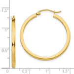 Load image into Gallery viewer, 14K Yellow Gold 2mm Square Tube Hoop Earrings  30mm length
