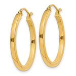 Load image into Gallery viewer, 14K Yellow Gold 2mm Square Tube Hoop Earrings  25mm length
