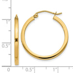 Load image into Gallery viewer, 14K Yellow Gold 2mm Square Tube Hoop Earrings  25mm length
