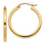 Load image into Gallery viewer, 14K Yellow Gold 2mm Square Tube Hoop Earrings  25mm length
