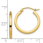Load image into Gallery viewer, 14K Yellow Gold 2mm Square Tube Hoop Earrings  20mm length
