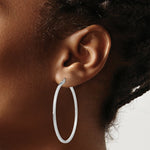 Load image into Gallery viewer, 14K White Gold 2mm Square Tube Hoops  50mm length
