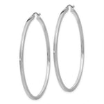 Load image into Gallery viewer, 14K White Gold 2mm Square Tube Hoops  55mm length
