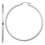 Load image into Gallery viewer, 14K White Gold 2mm Square Tube Hoops  55mm length
