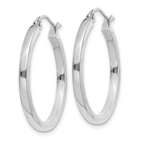 14K White Gold 2mm Square Tube Hoops  25mm length