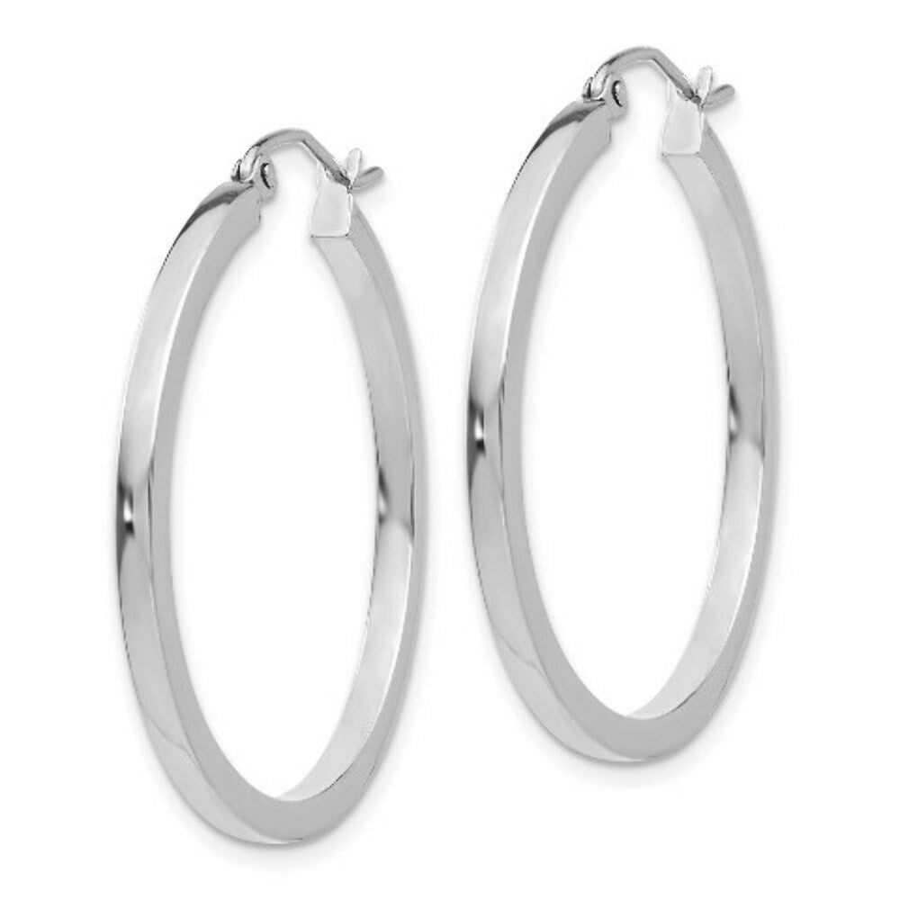 14K White Gold 2mm Square Tube Hoops  30mm length
