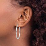 Load image into Gallery viewer, 14K White Gold 2mm Square Tube Hoops  35mm length
