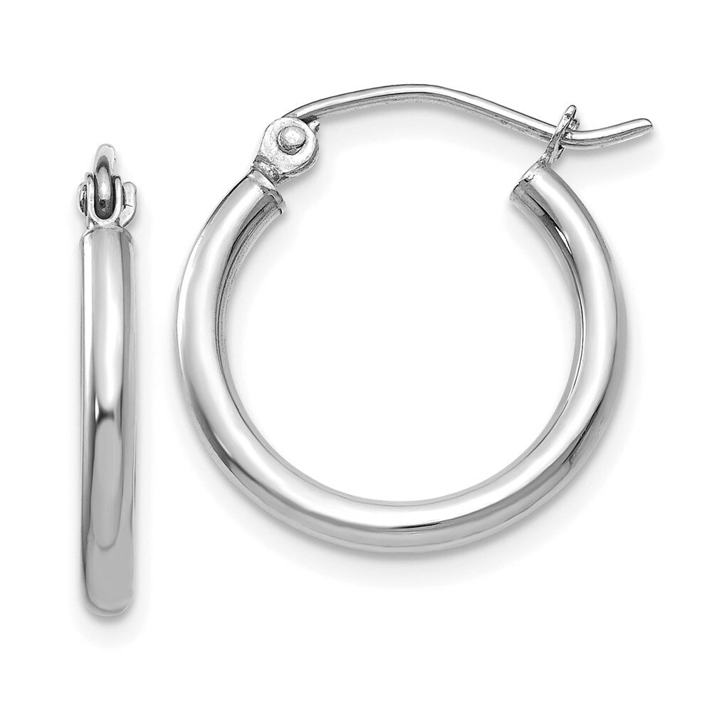 14K White Gold Lightweight Hoop Earrings  17mm length