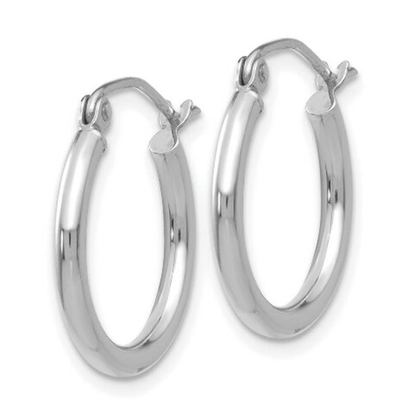 14K White Gold Lightweight Hoop Earrings  17mm length