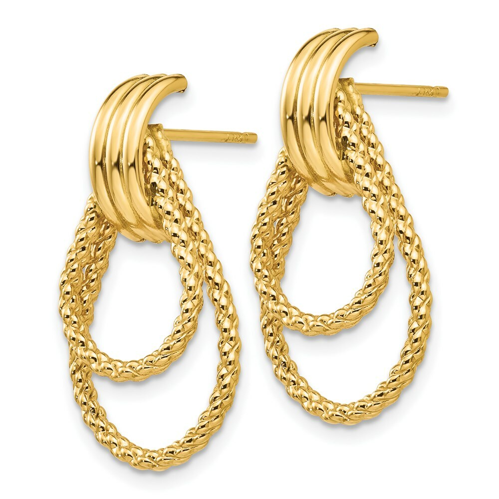 14K Yellow Gold Polished & Textured Fancy Post Earrings