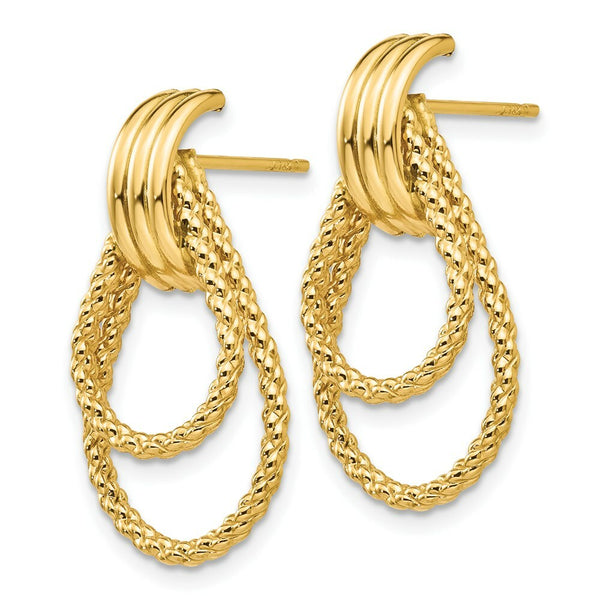 14K Yellow Gold Polished & Textured Fancy Post Earrings