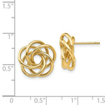 Load image into Gallery viewer, 14K Yellow Gold Polished Love Knot Post Earrings 15mm length
