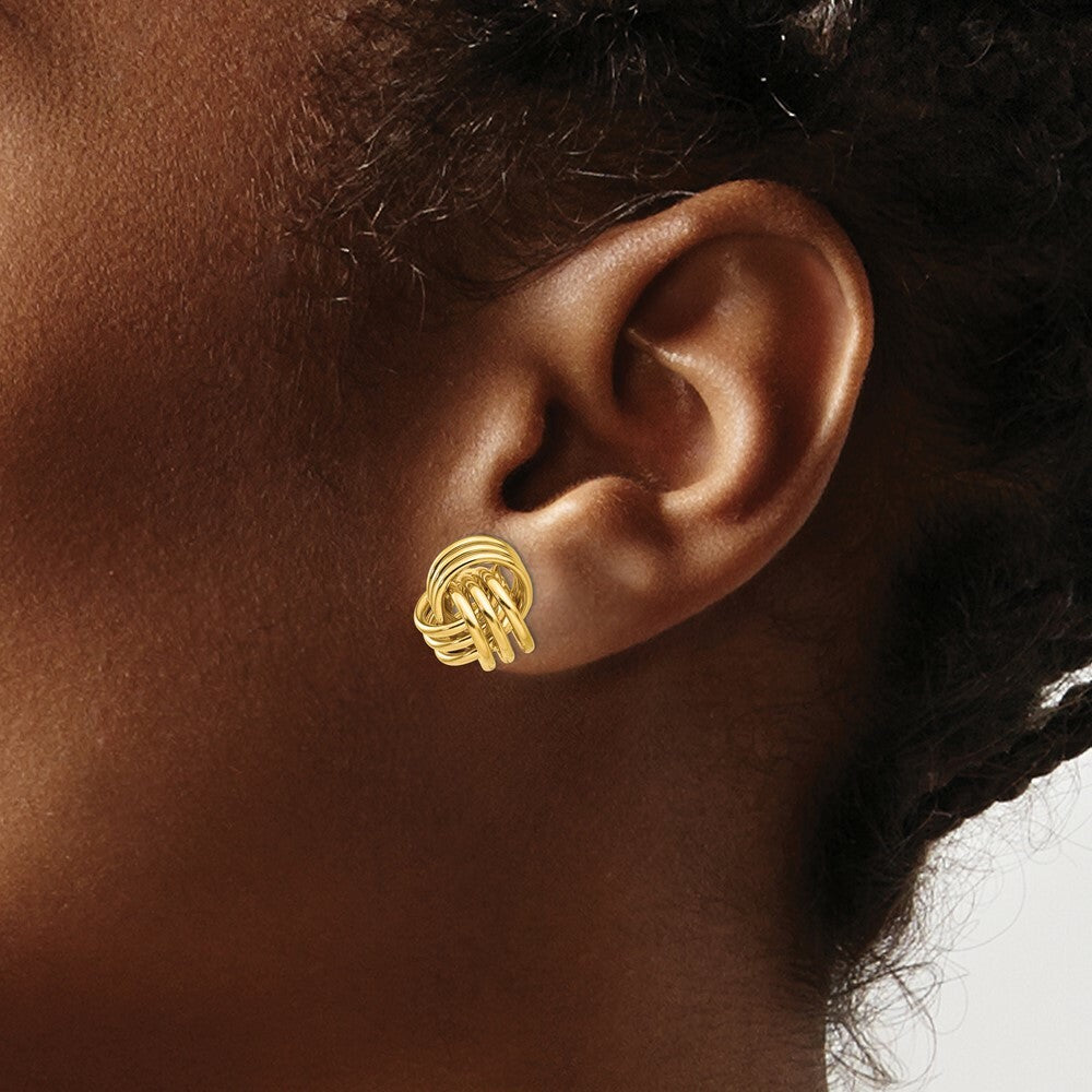 14K Yellow Gold Polished Triple Knot Post Earrings