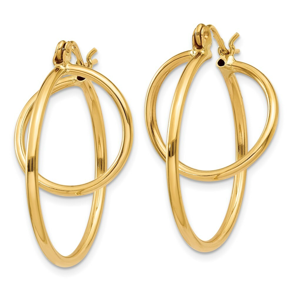 14K Yellow Gold Fashion Circle Hoop Earrings  24mm length