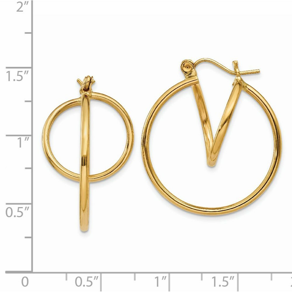 14K Yellow Gold Fashion Circle Hoop Earrings  24mm length