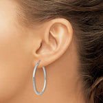 Load image into Gallery viewer, 14K White Gold 2mm Round Hoop Earrings  35mm length

