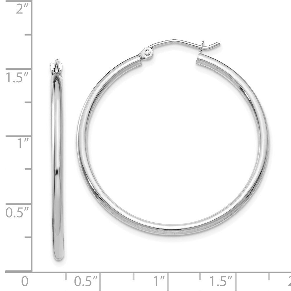 14K White Gold Lightweight Hoop Earrings  35mm length