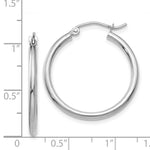 Load image into Gallery viewer, 14K White Gold 2mm Round Hoop Earrings  25mm length
