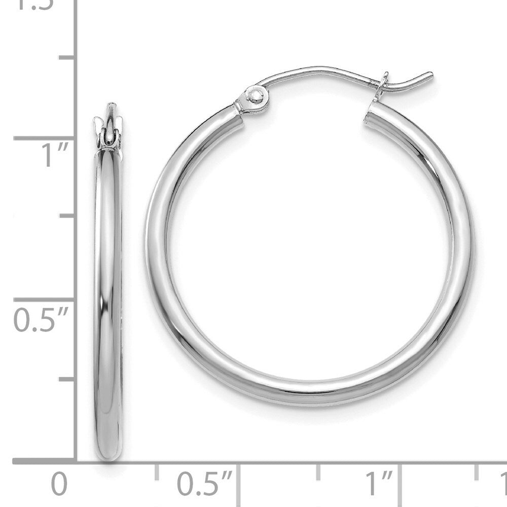 14K White Gold Lightweight Hoop Earrings  25mm length