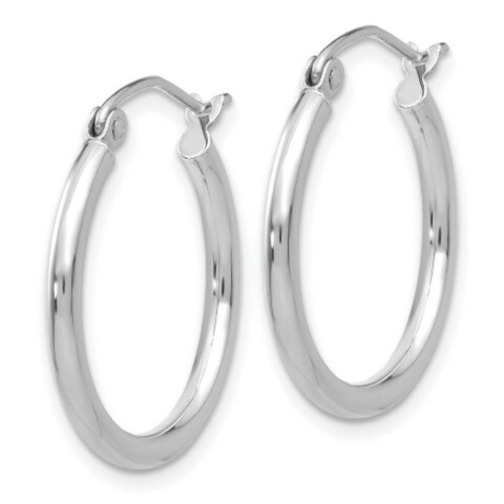 14K White Gold Lightweight Hoop Earrings  20mm length