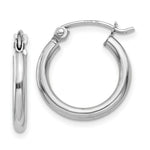 Load image into Gallery viewer, 14K White Gold 2mm Round Hoop Earrings  15mm length
