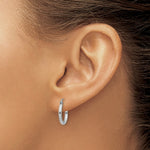 Load image into Gallery viewer, 14K White Gold 2mm Round Hoop Earrings  15mm length

