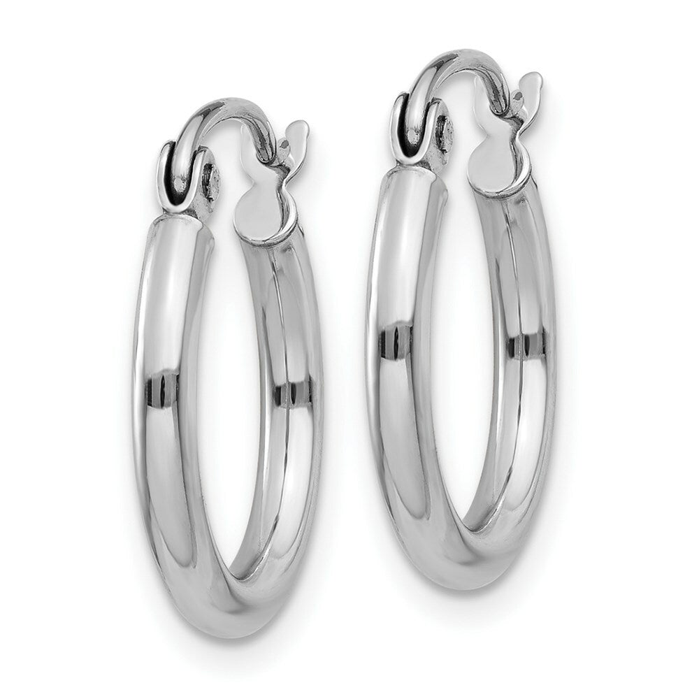 14K White Gold Lightweight Hoop Earrings  15mm length