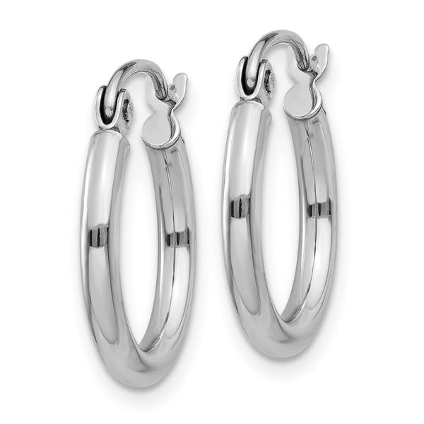 14K White Gold Lightweight Hoop Earrings  15mm length
