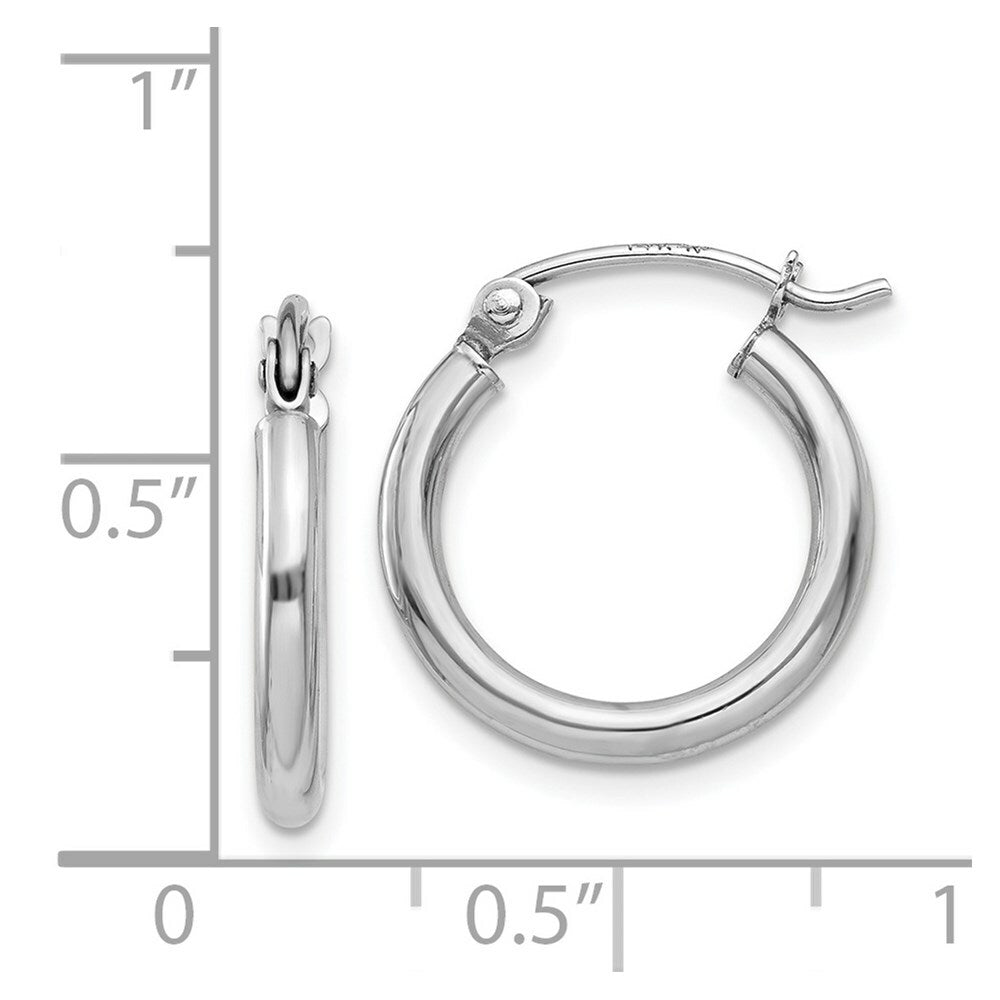 14K White Gold Lightweight Hoop Earrings  15mm length