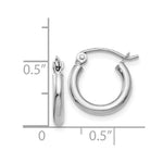 Load image into Gallery viewer, 14K White Gold 2mm Round Hoop Earrings  13mm length
