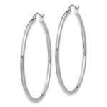 Load image into Gallery viewer, 14K White Gold 2mm Round Hoop Earrings  45mm length
