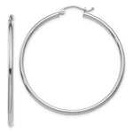 Load image into Gallery viewer, 14K White Gold 2mm Round Hoop Earrings  45mm length
