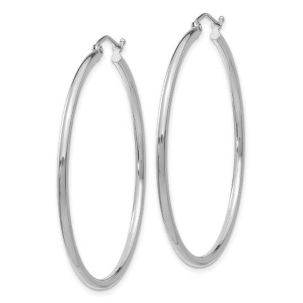 14K White Gold Lightweight Hoop Earrings  45mm length