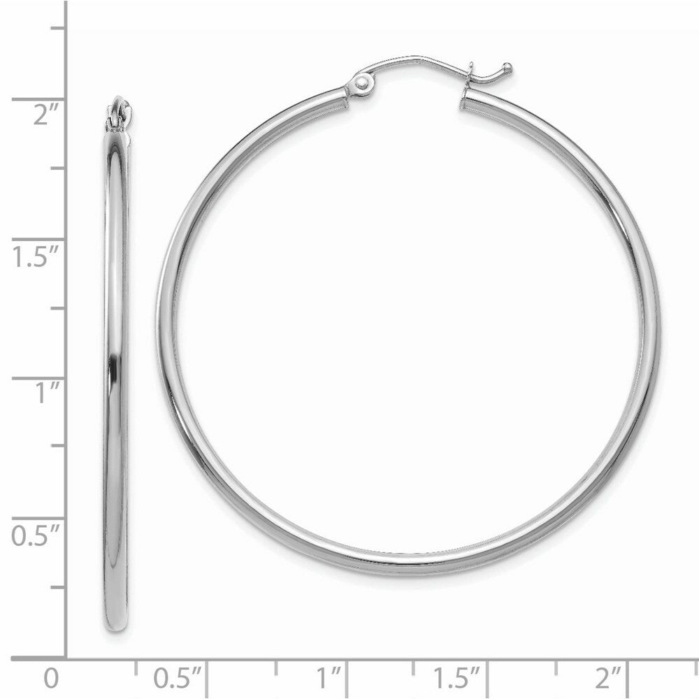 14K White Gold Lightweight Hoop Earrings  45mm length