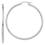 Load image into Gallery viewer, 14K White Gold 2mm Round Hoop Earrings  50mm length
