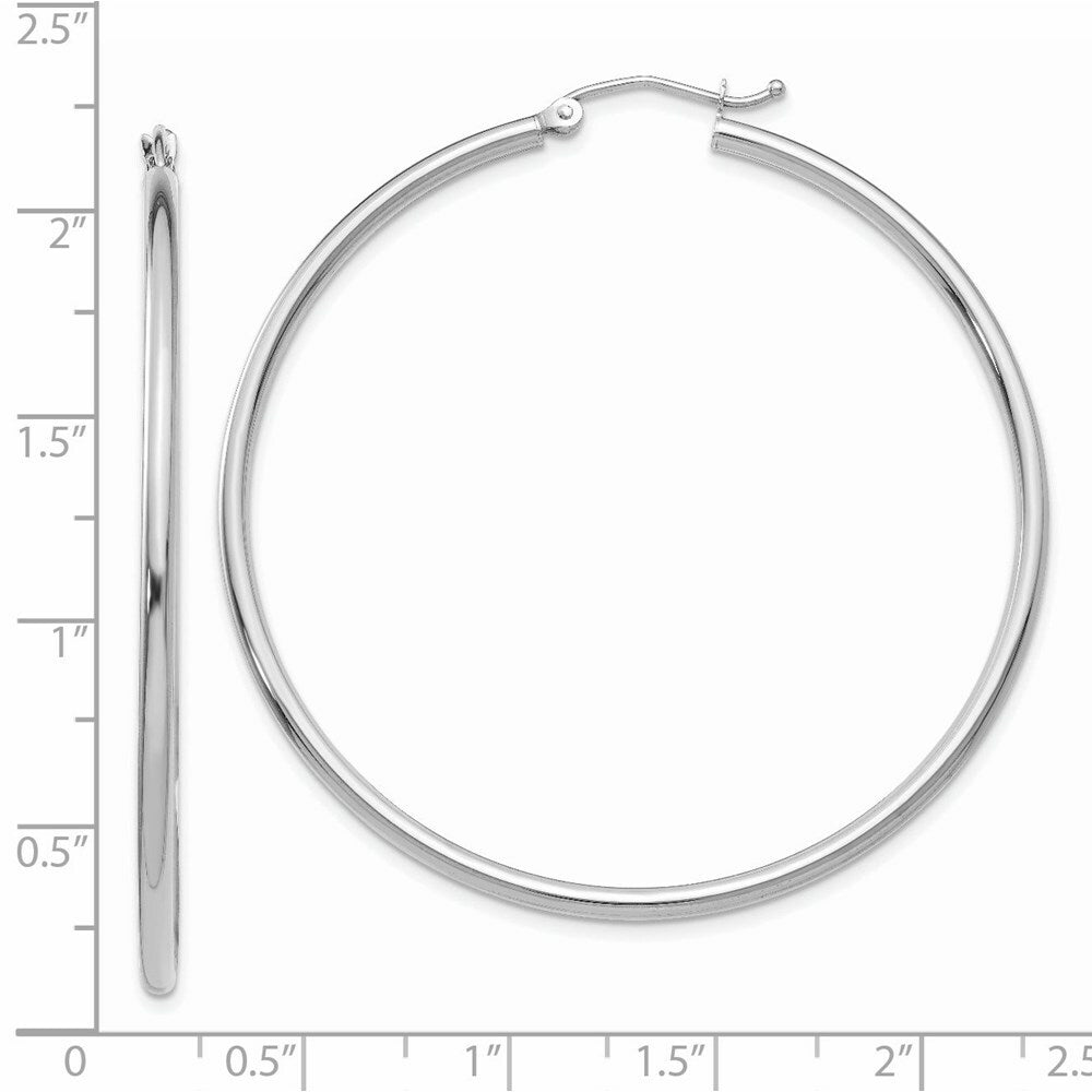 14K White Gold Lightweight Hoop Earrings  50mm length