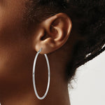 Load image into Gallery viewer, 14K White Gold 2mm Round Hoop Earrings  55mm length
