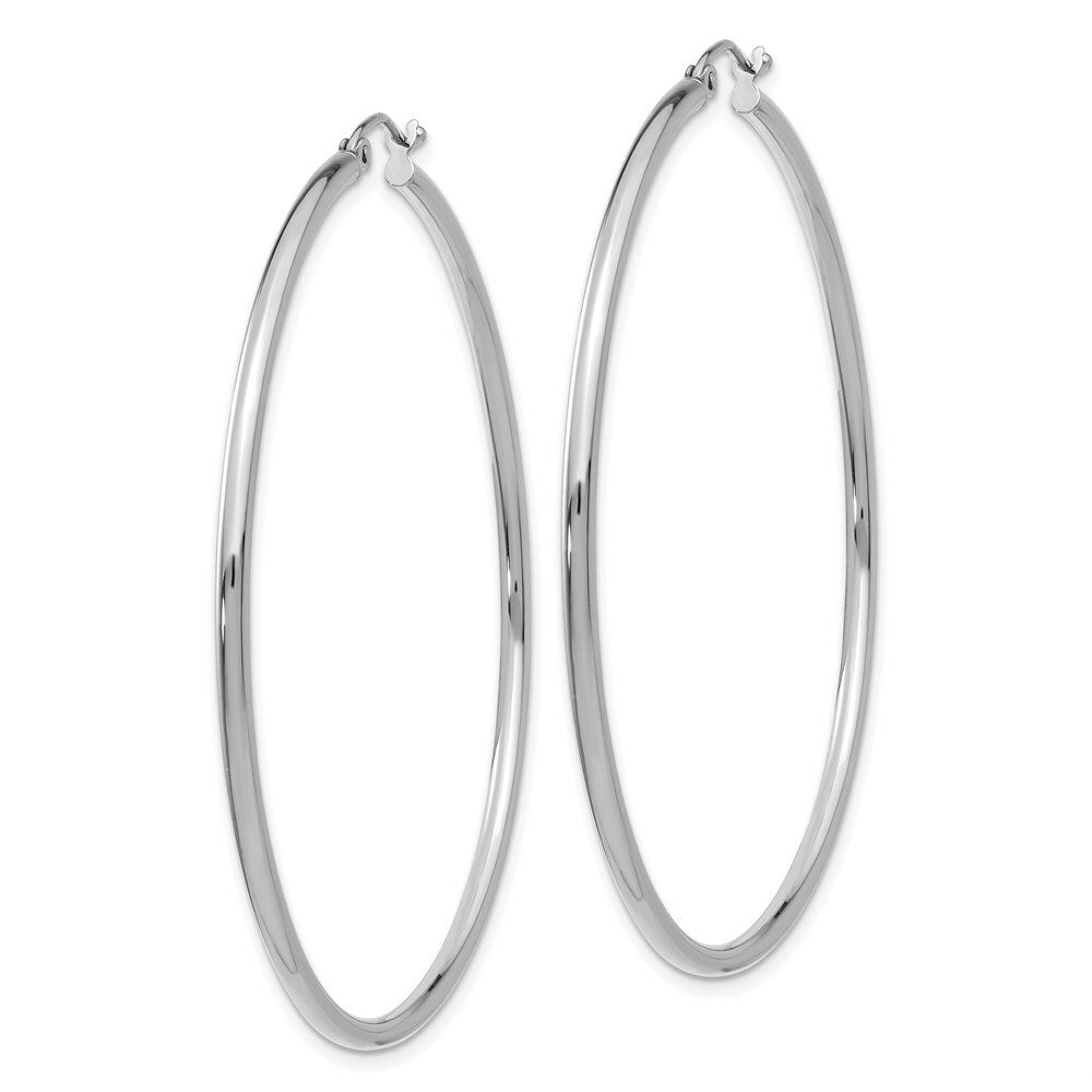 14K White Gold Lightweight Hoop Earrings  55mm length