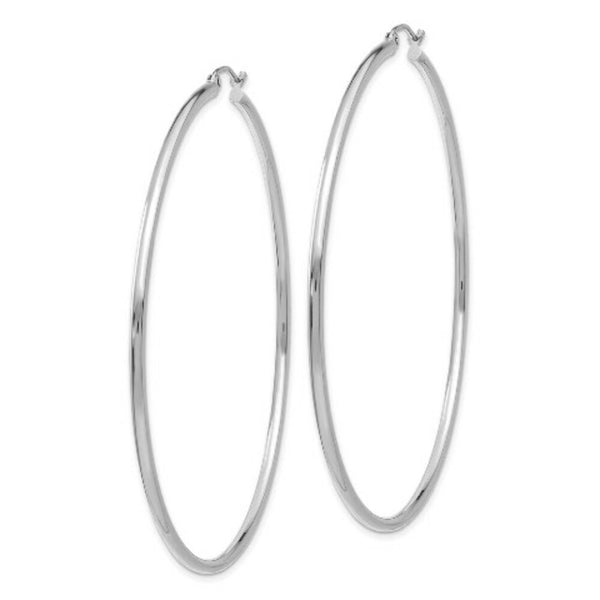 14K White Gold Lightweight Hoop Earrings  65mm length