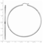 Load image into Gallery viewer, 14K White Gold Lightweight Hoop Earrings  65mm length
