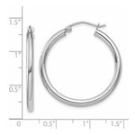 Load image into Gallery viewer, 14K White Gold 2.5mm Round Hoop Earrings  30mm length
