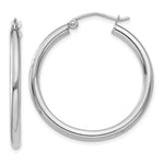 Load image into Gallery viewer, 14K White Gold 2.5mm Round Hoop Earrings  30mm length
