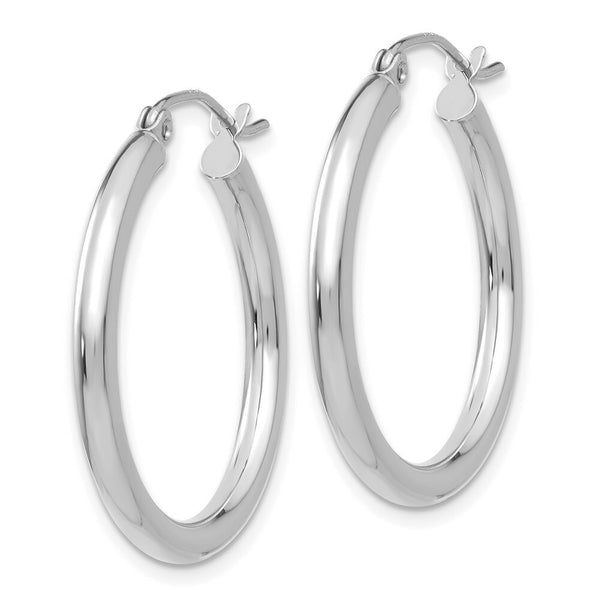14K White Gold 2.5mm Round Hoop Earrings  25mm length