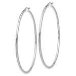 Load image into Gallery viewer, 14K White Gold 2.5mm Lightweight Round Hoop Earrings  65mm length
