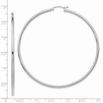 Load image into Gallery viewer, 14K White Gold 2.5mm Lightweight Round Hoop Earrings  65mm length
