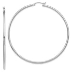 Load image into Gallery viewer, 14K White Gold 2.5mm Lightweight Round Hoop Earrings  65mm length
