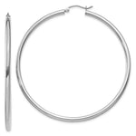 Load image into Gallery viewer, 14K White Gold 2.5mm Round Hoop Earrings  60mm length

